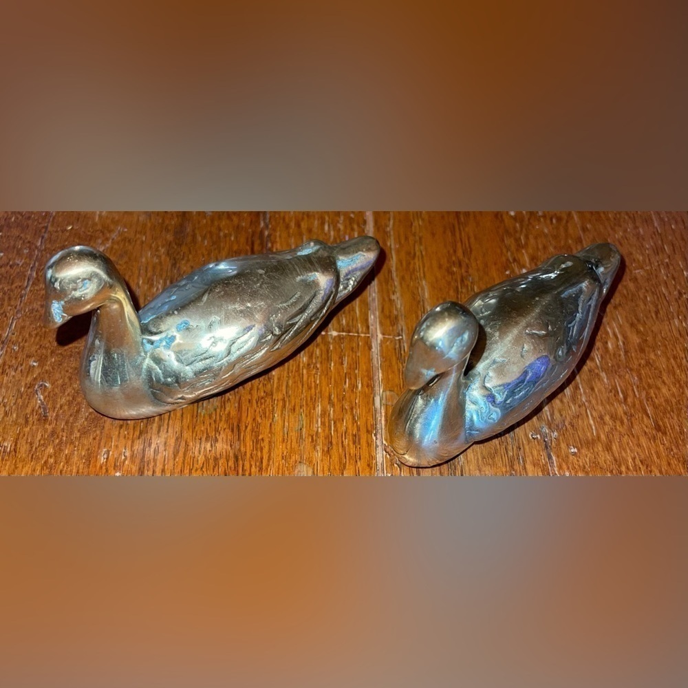 VTG Set of 2 Brass Duck, Bird, Wildlife, Waterfowl, Figurines